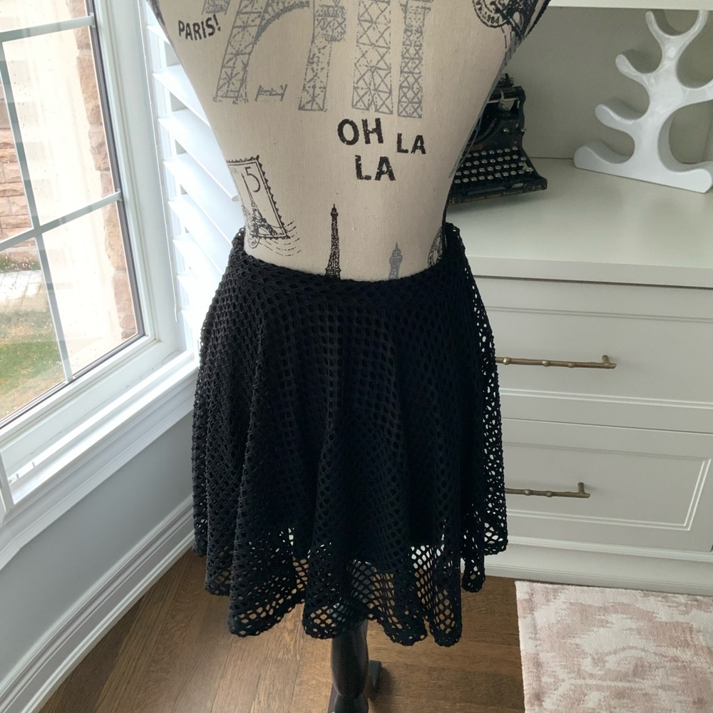 SELECTED FEMME Sydney Mesh Net Black Skater Skirt Mid Length Women’s SZ XS/Small - Picture 5 of 12